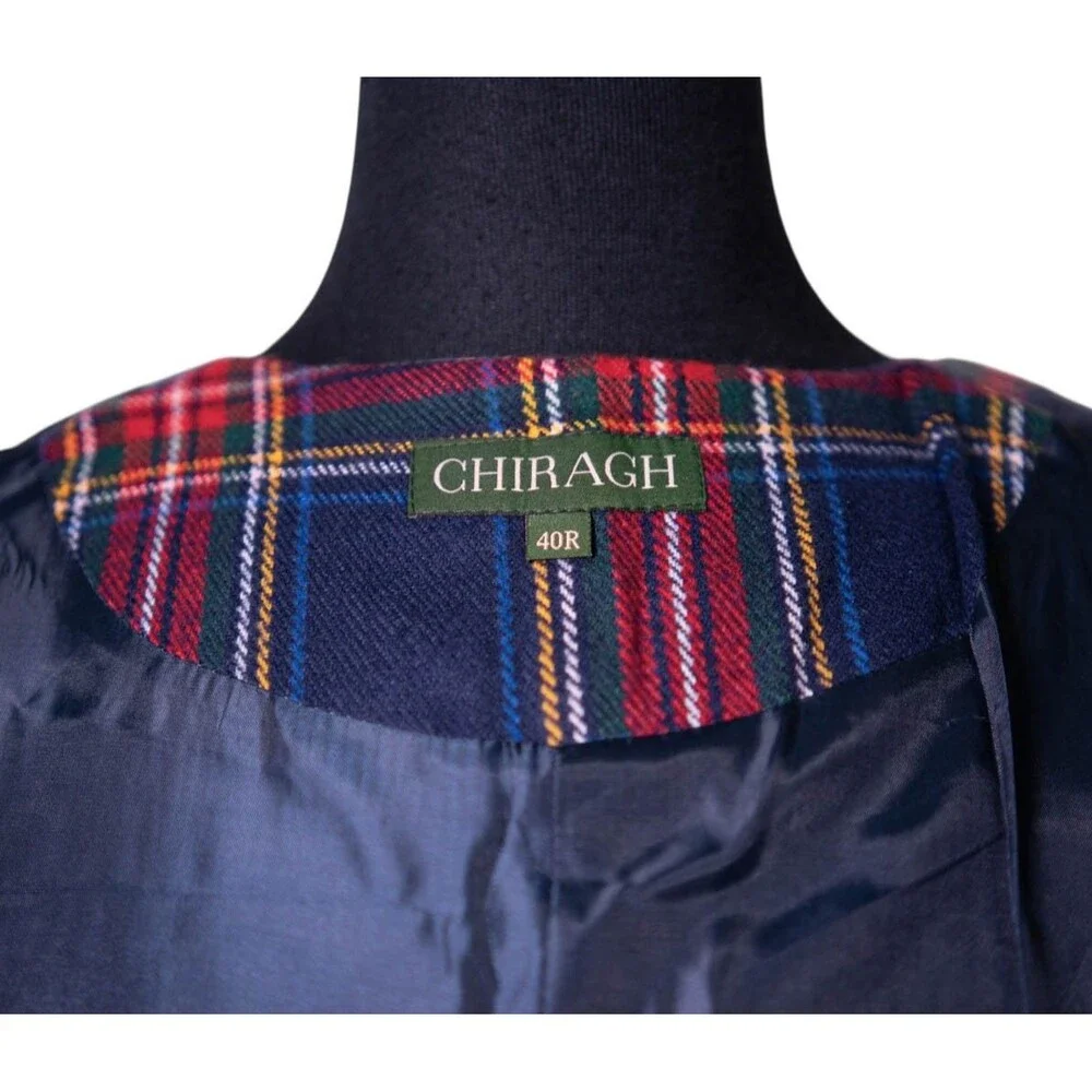 Mens Tartan Vest 40R Blue Red Green Wool Plaid Waistcoat Medium Christmas Party